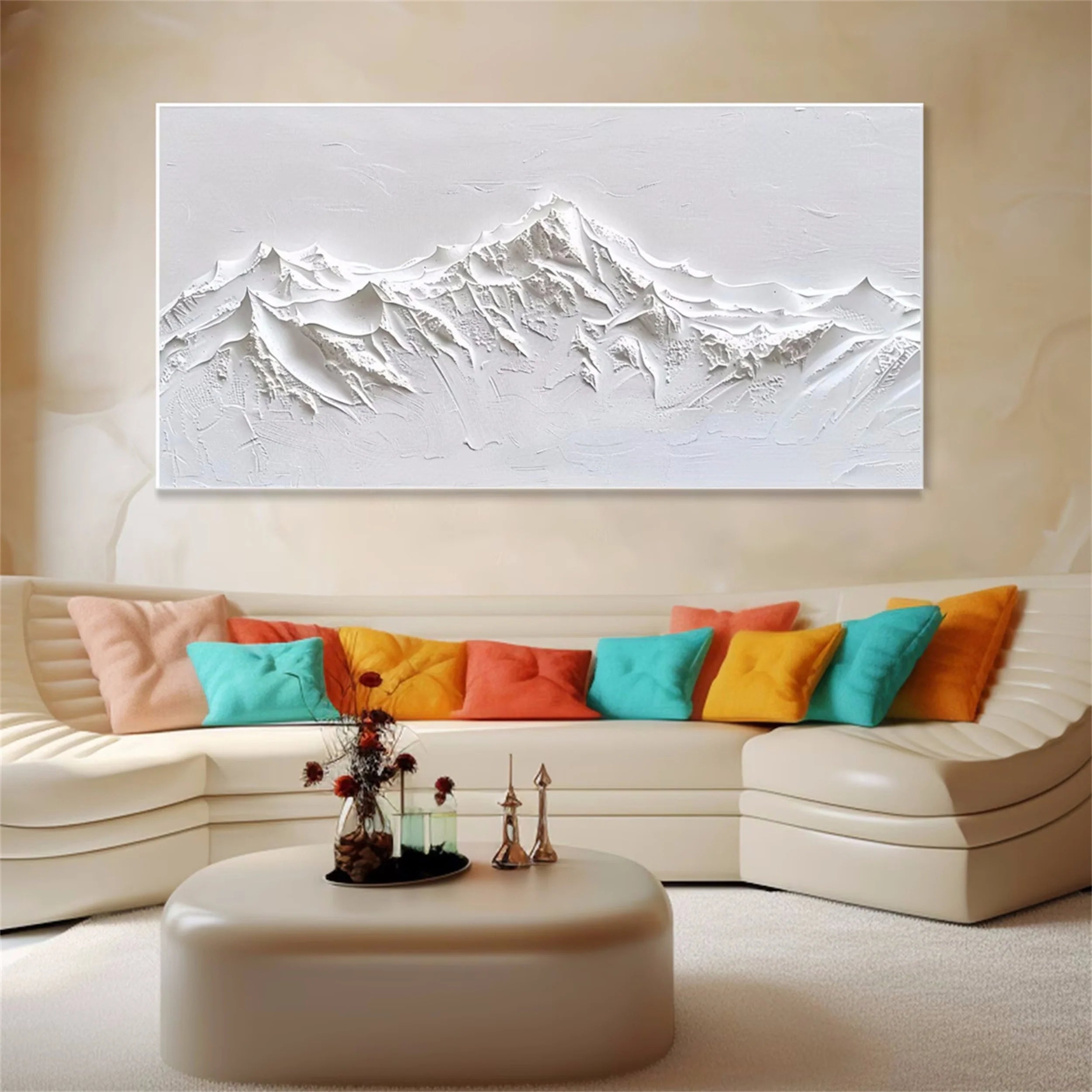 White Minimalist Textured Painting Canvas #MM132