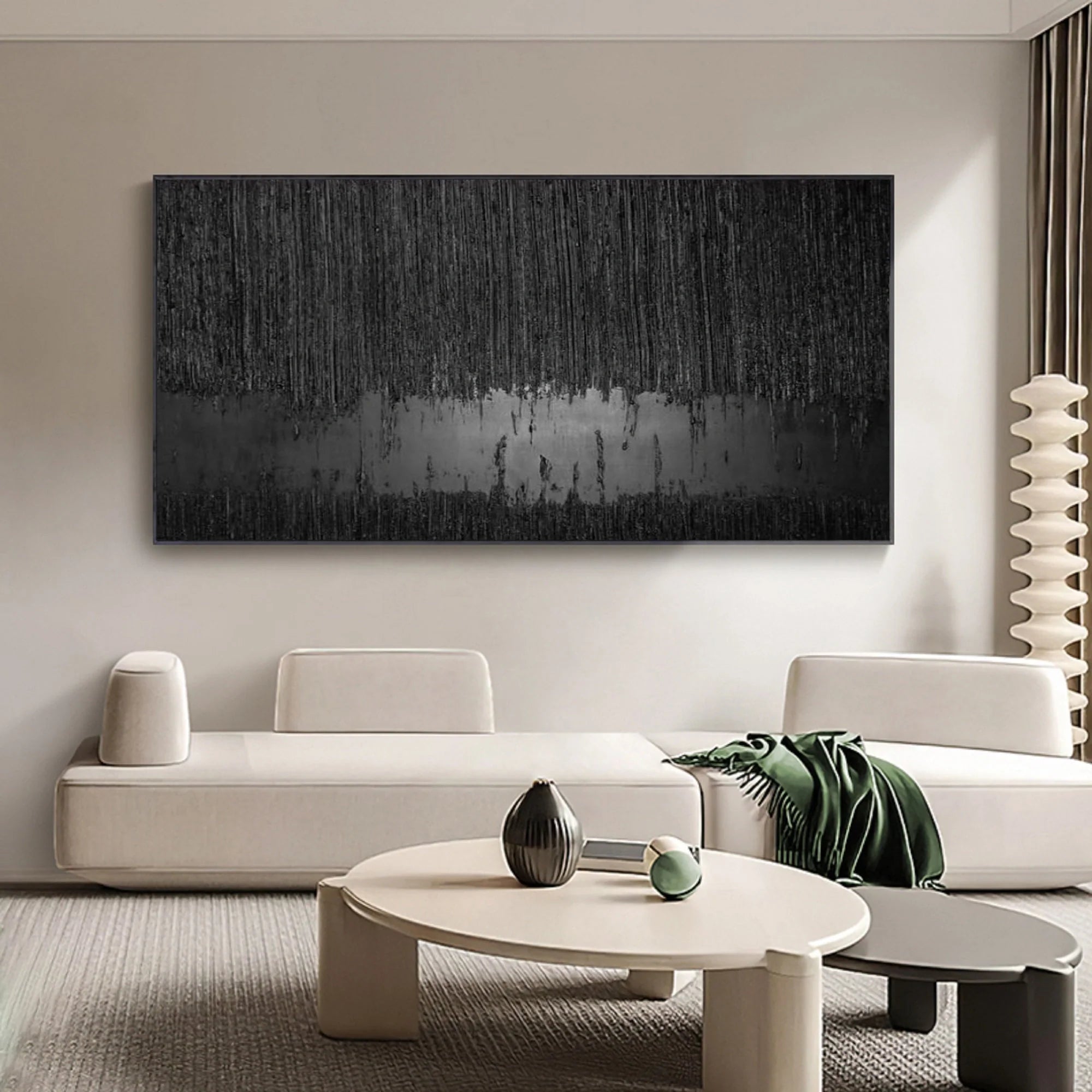 Black Minimalist Textured Painting #MZ024
