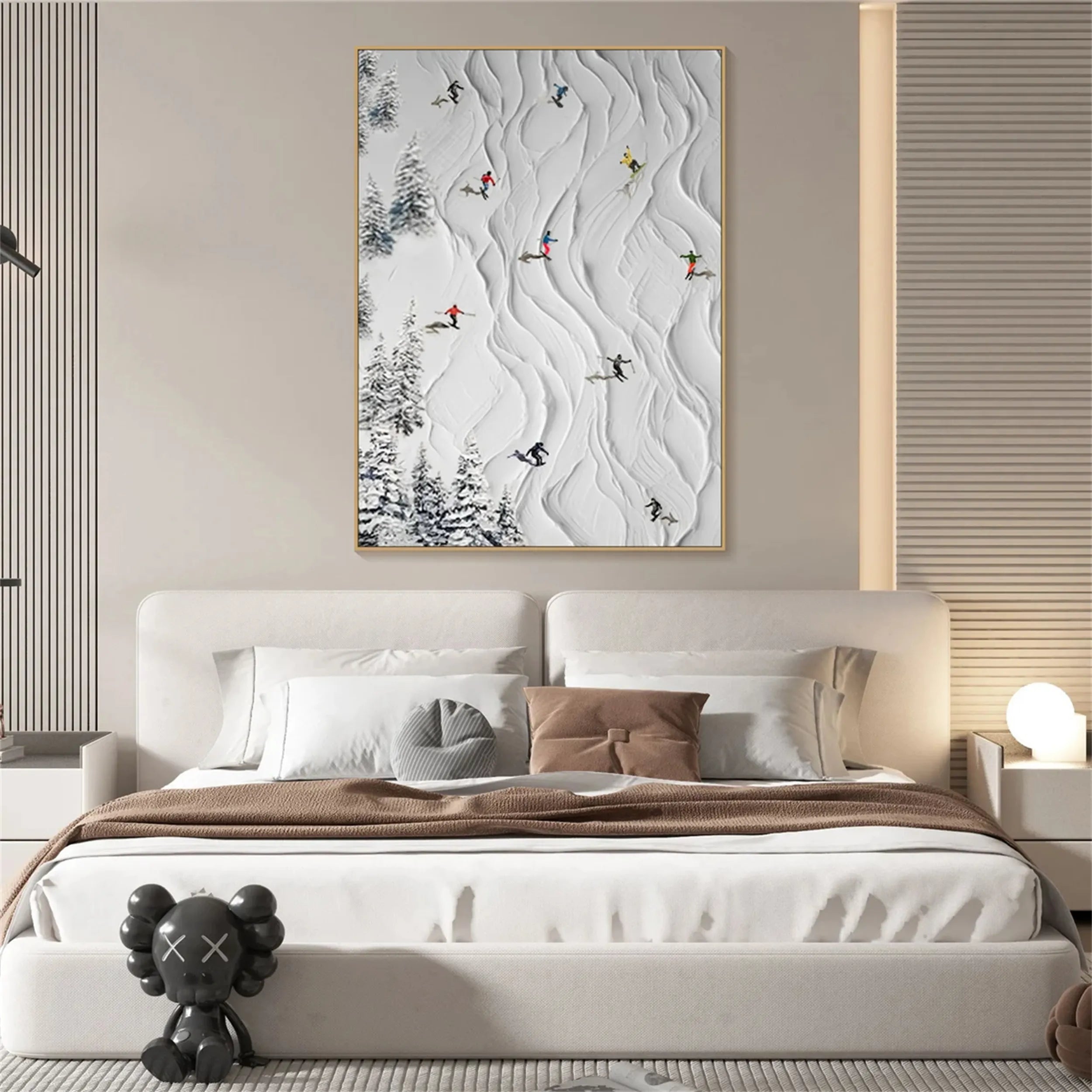 Skiing Sport Art Textured Painting Canvas #MM213
