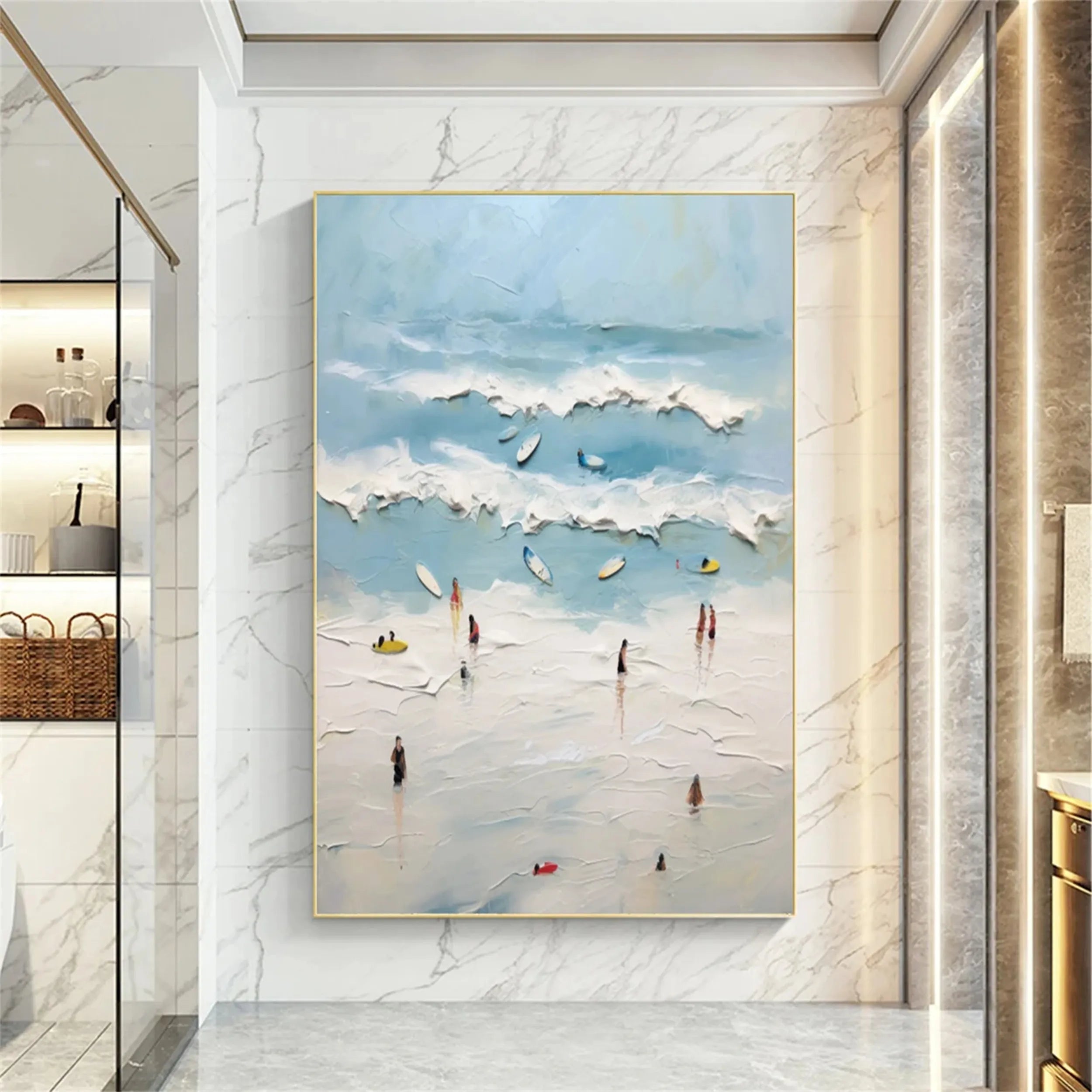 Seascape and Snowy Peak Painting #SP019