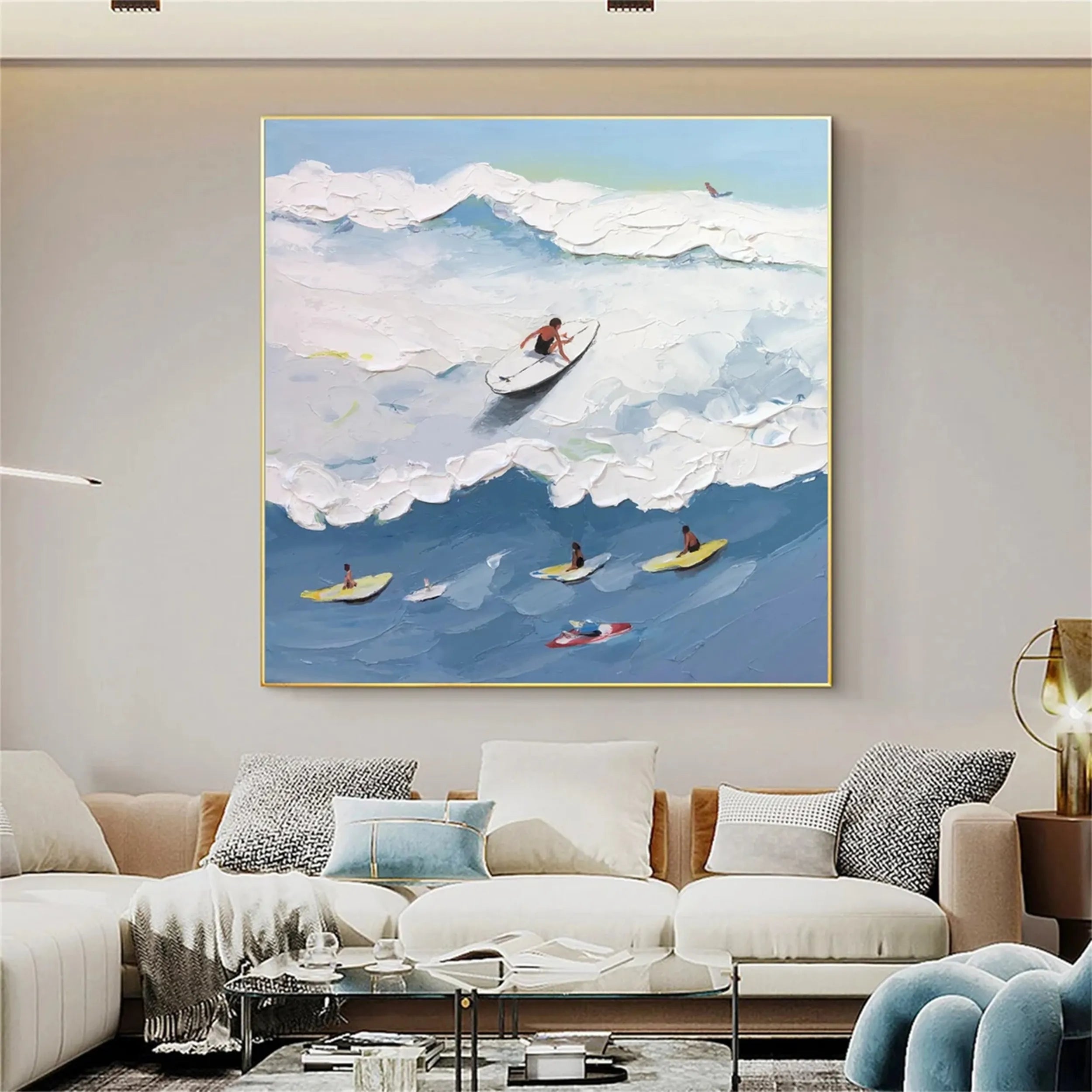 Seascape and Snowy Peak Painting #SP017