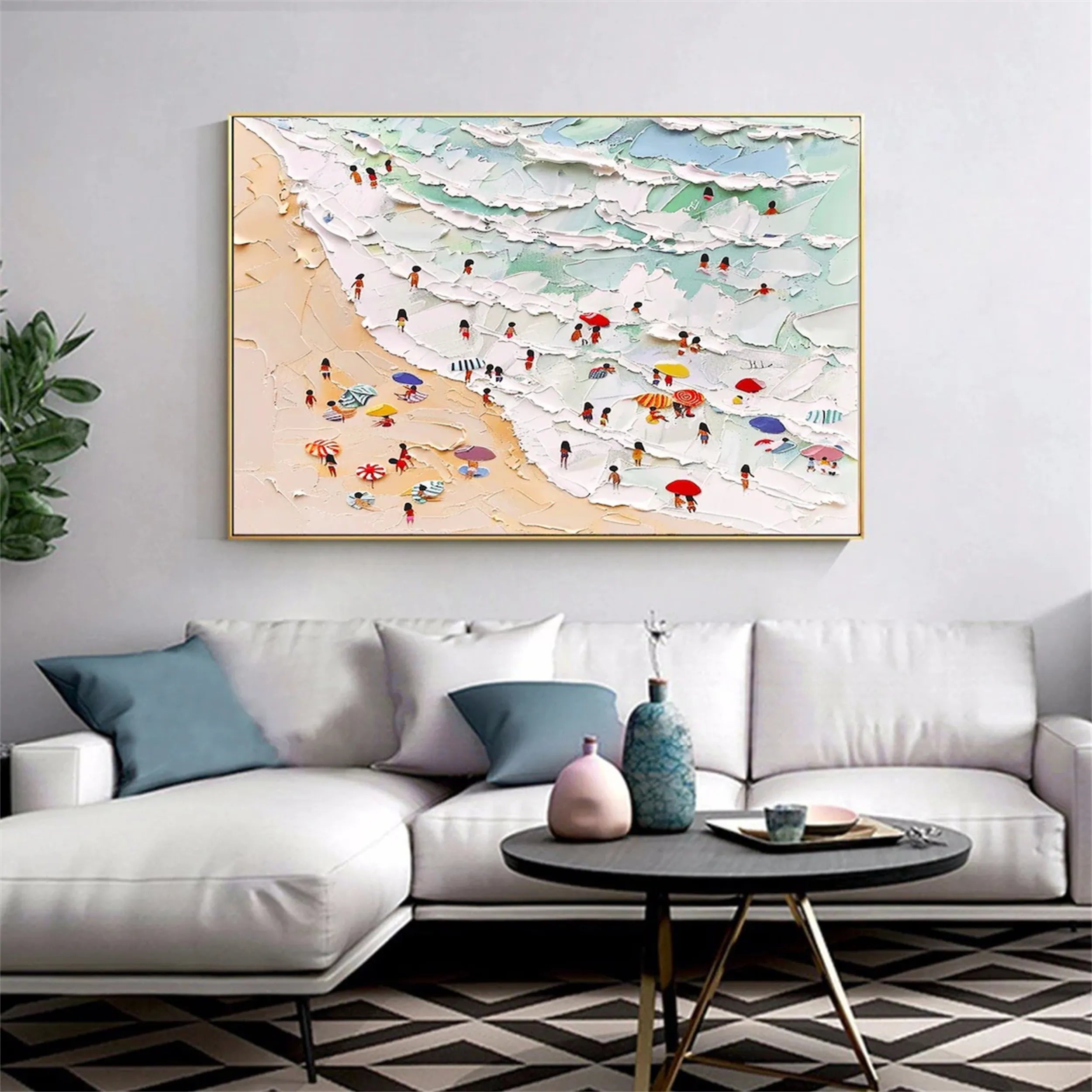 Seascape and Snowy Peak Painting #SP008