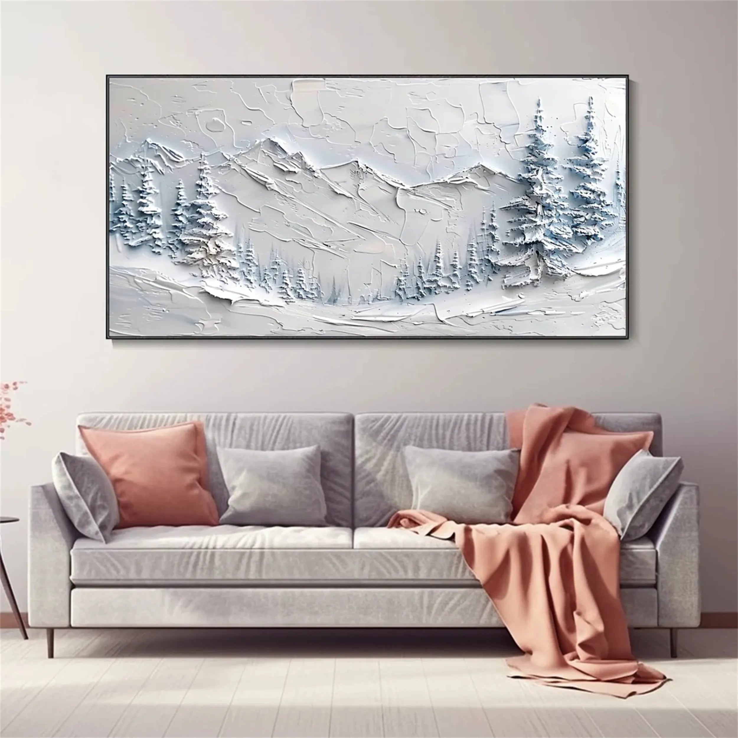 White Minimalist Textured Painting Canvas #MM256
