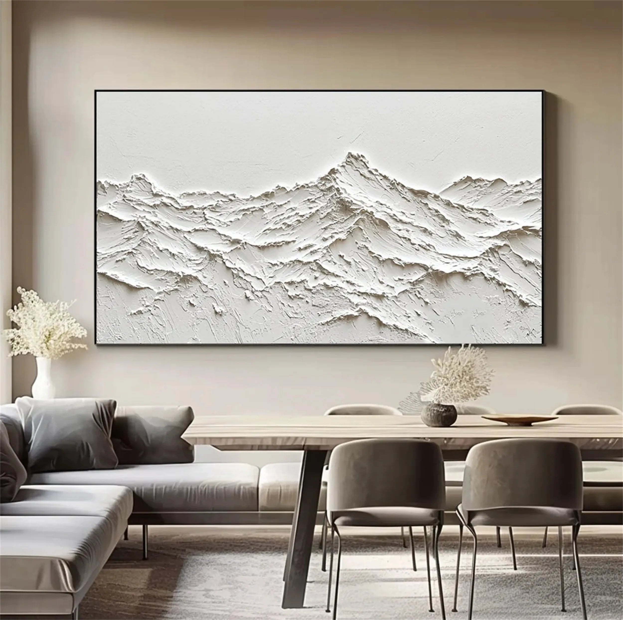 White Minimalist Textured Painting Canvas #MM250