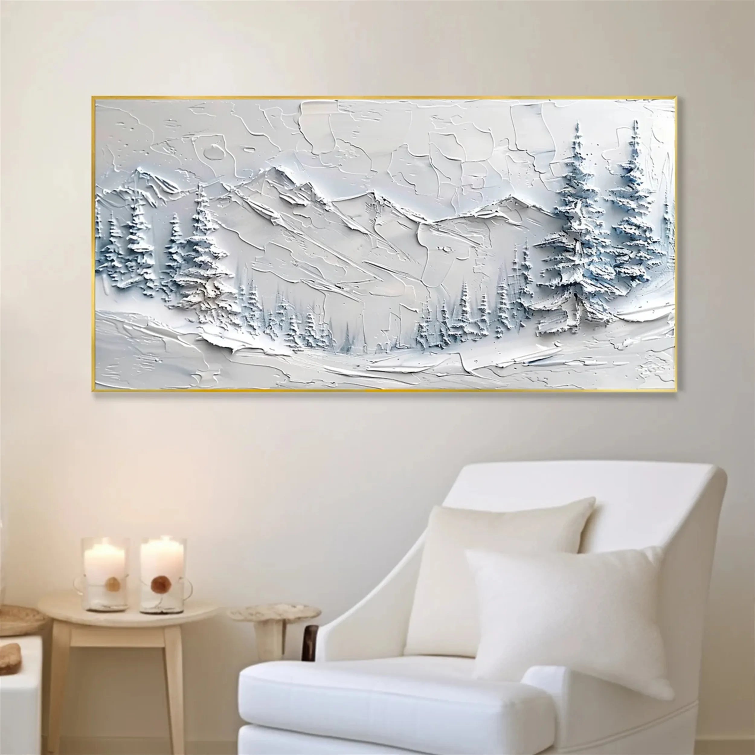 White Minimalist Textured Painting Canvas #MM256