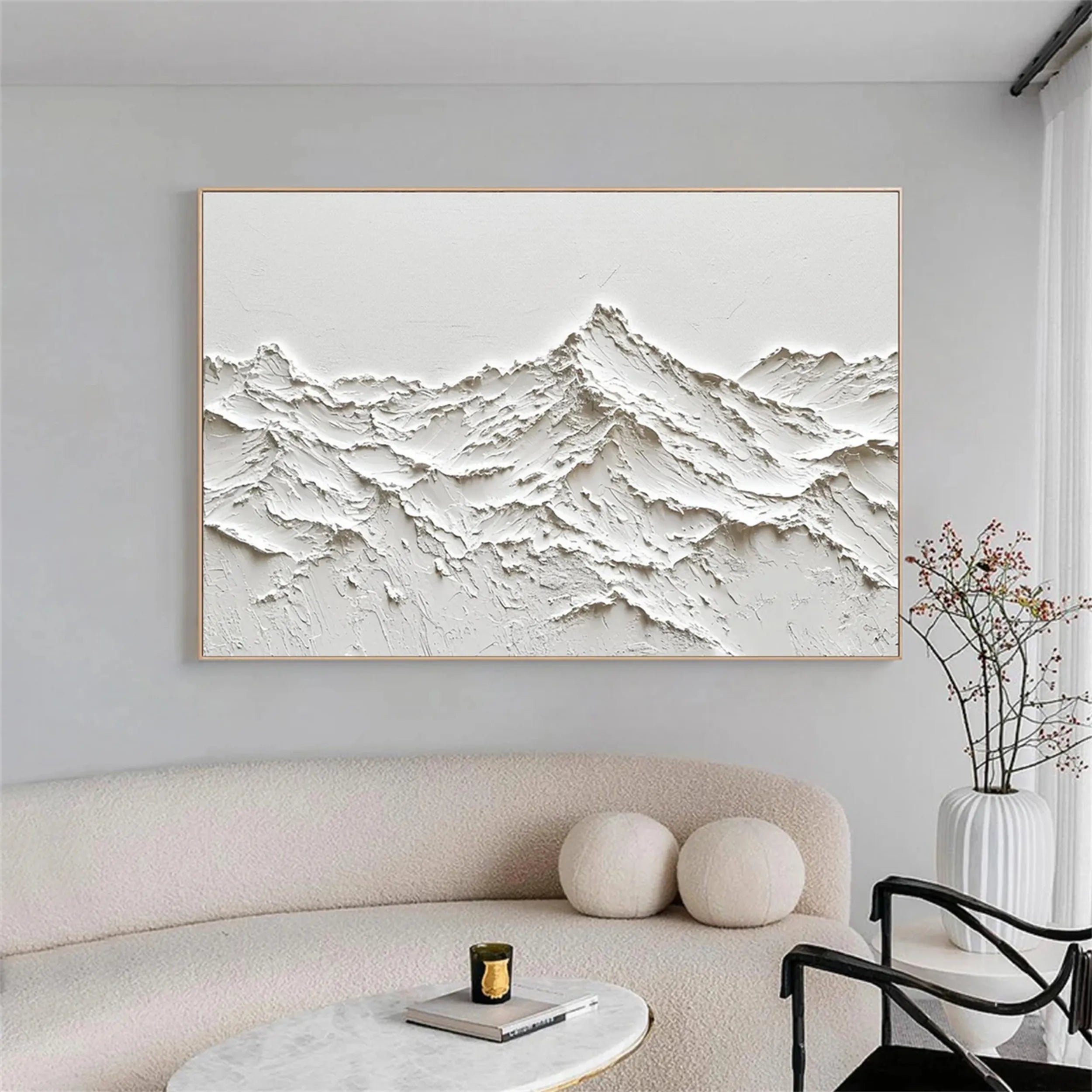 White Minimalist Textured Painting Canvas #MM250
