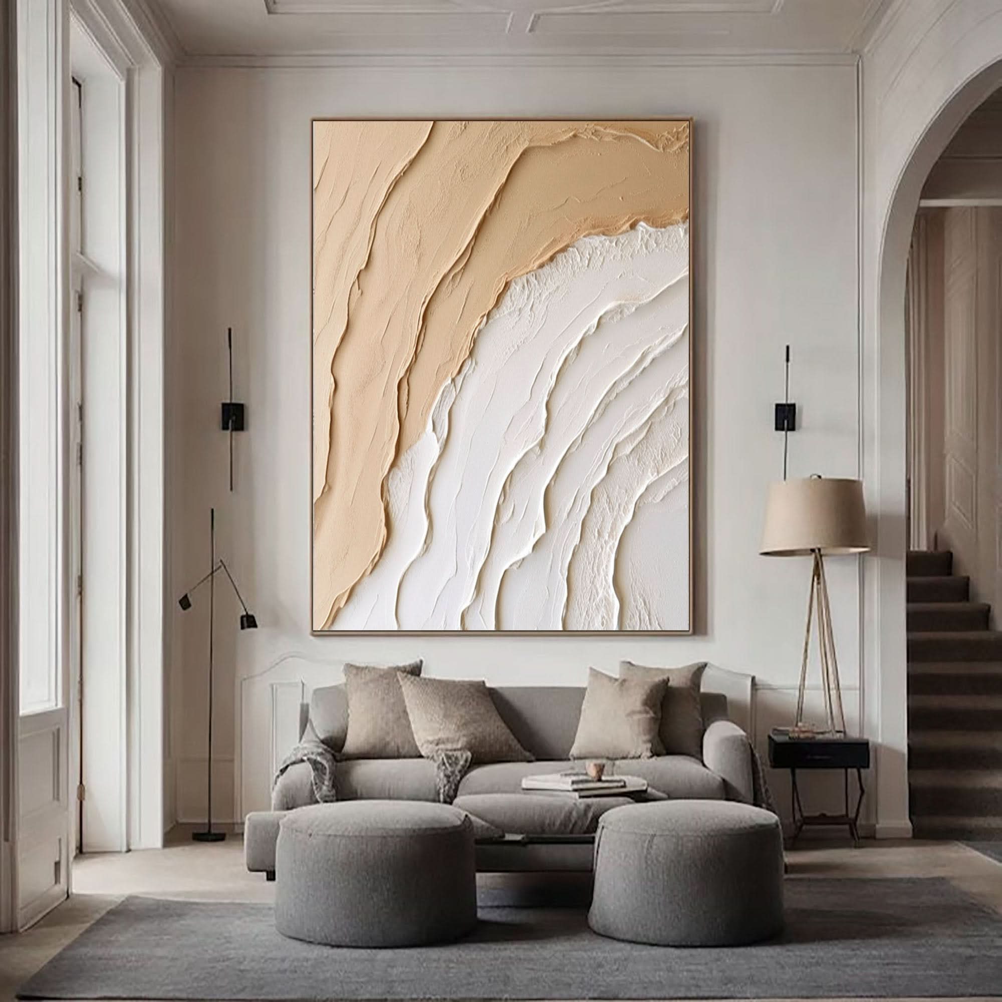 Whispering Dunes: Textured Abstract Canvas Art For Home Decor #BBM 011