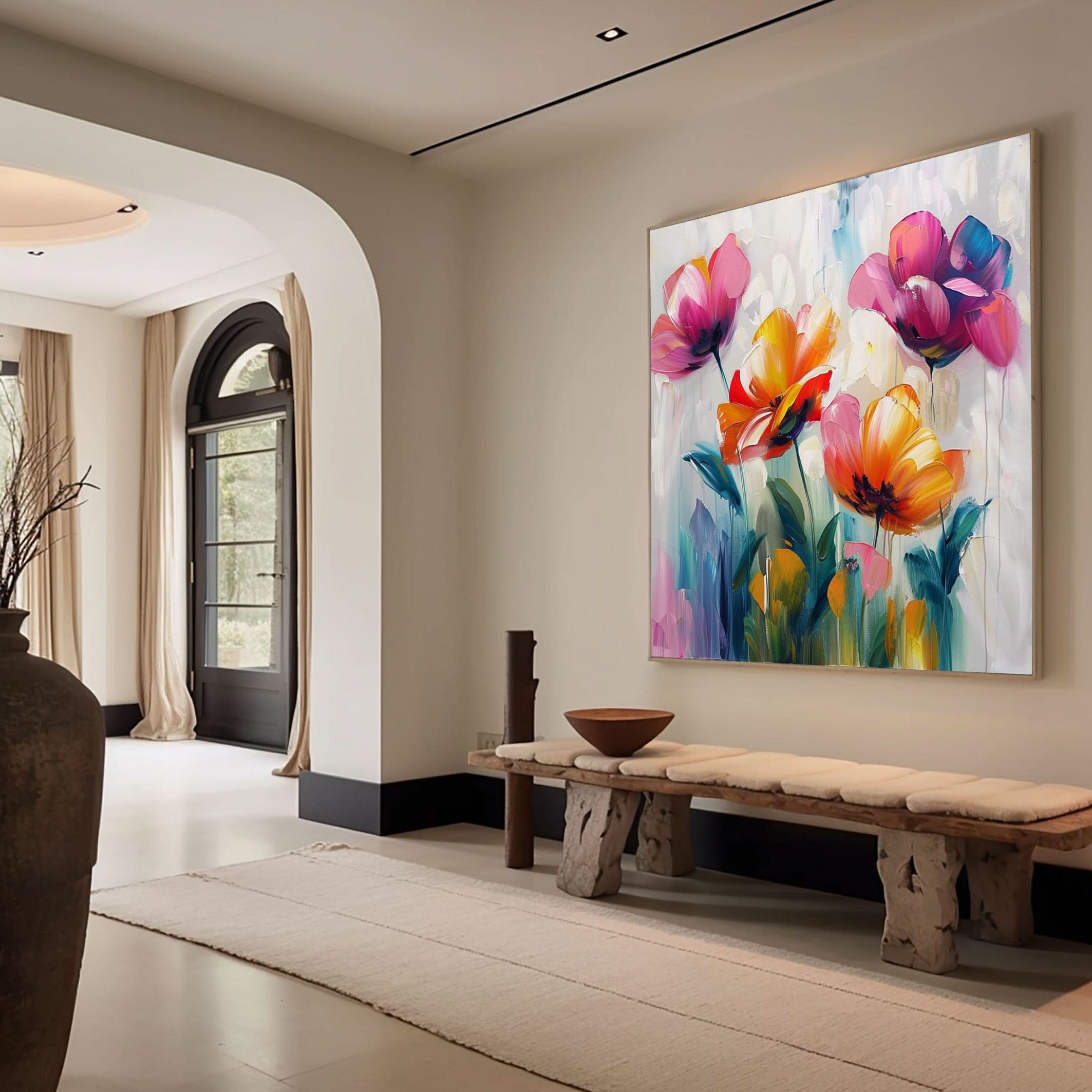 Vibrant Bloom Canvas Art Colorful Flower Wall Decor #FT 031