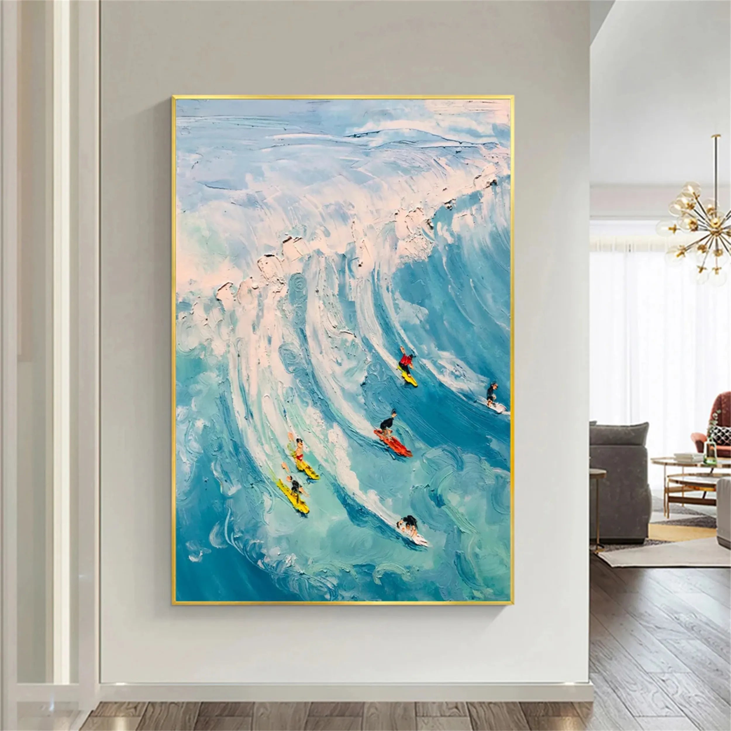 Seascape and Snowy Peak Painting #SP024