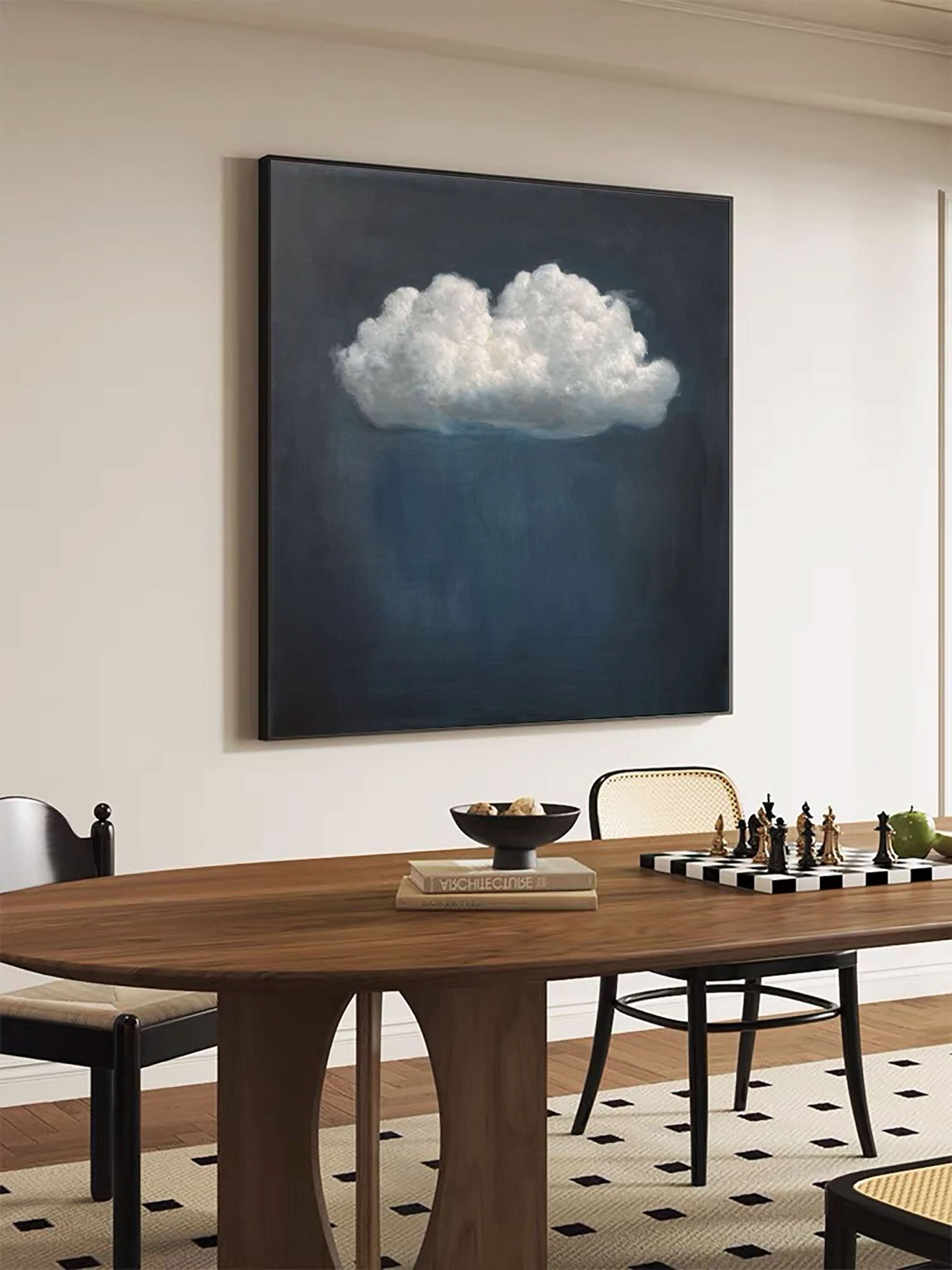 Serene Cloudscape Abstract Art Canvas Modern Sky Painting #OS 017