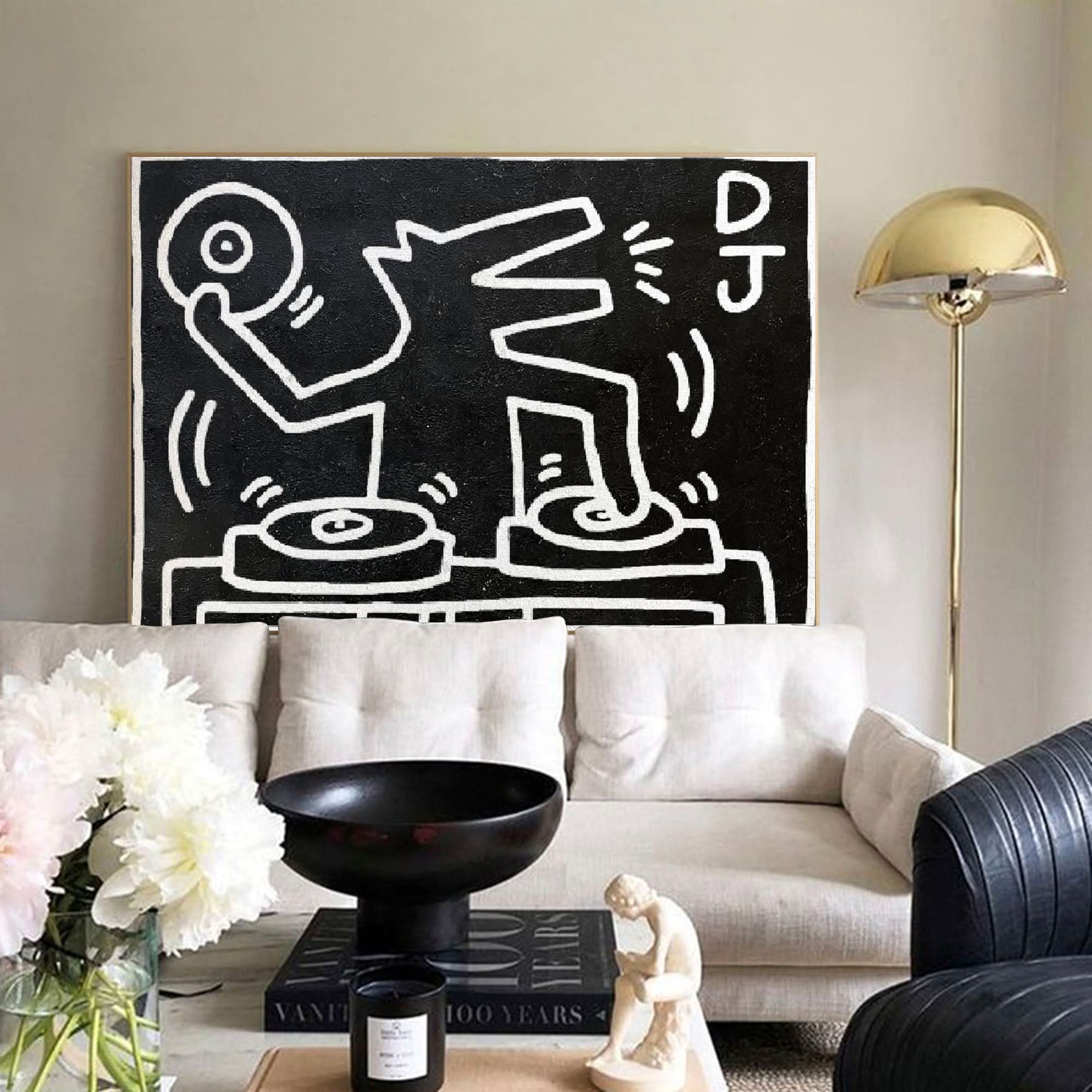Keith Haring DJ Alligator Painting Keith Haring Artwork Large Keith Painting Pop Art Pop Wall Art