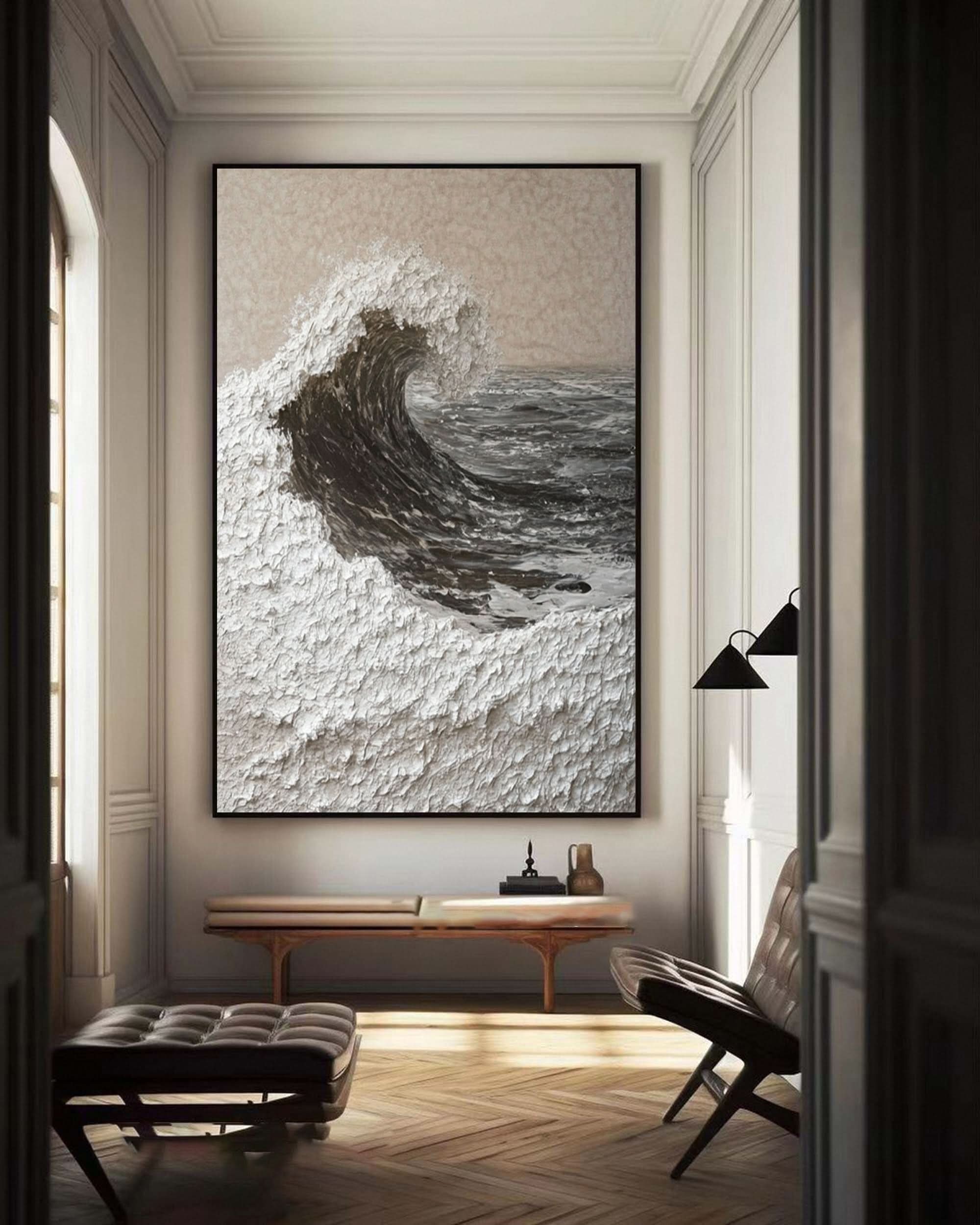 Handcrafted Ocean Wave Painting with Textured 3D Details #BBM 037