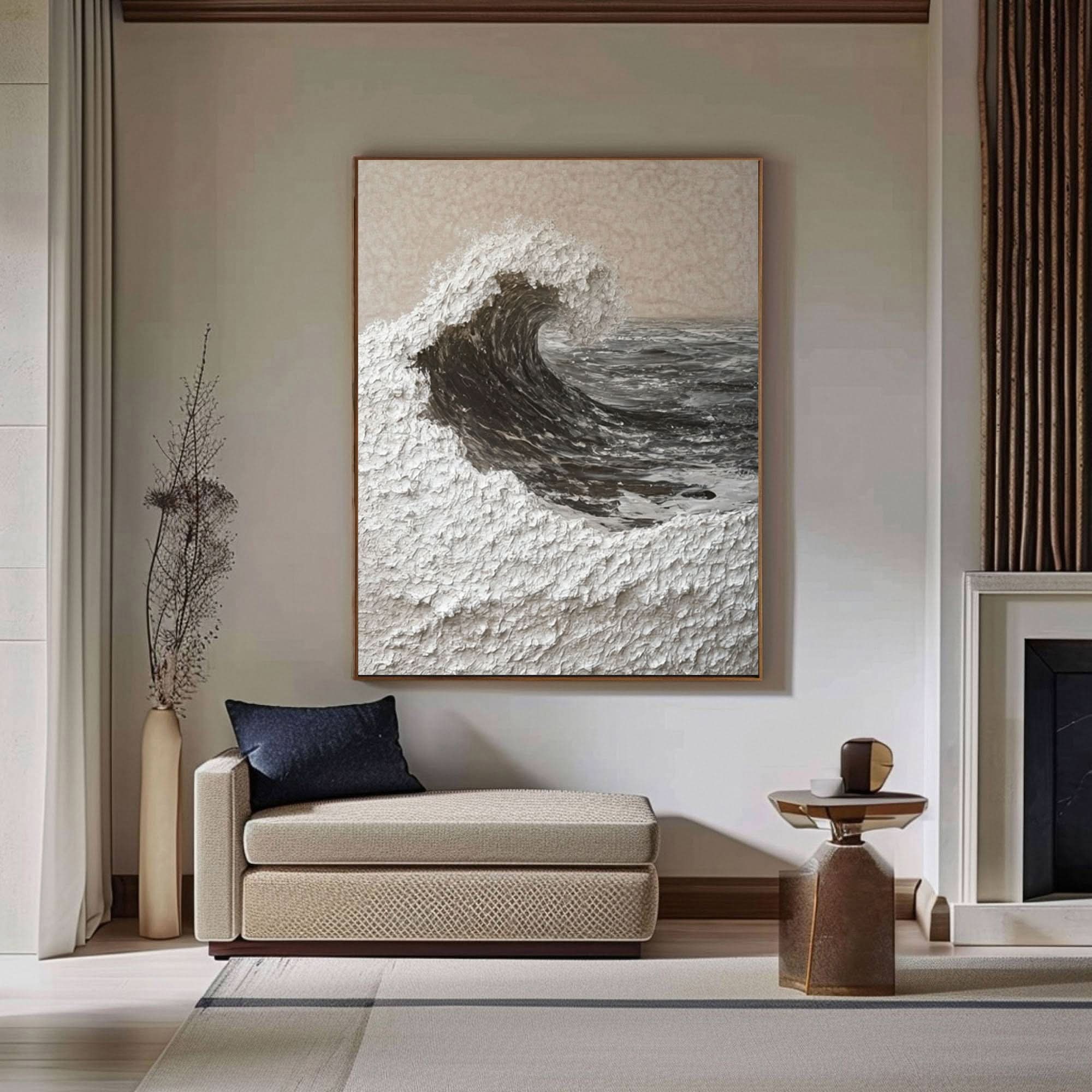 Handcrafted Ocean Wave Painting with Textured 3D Details #BBM 037