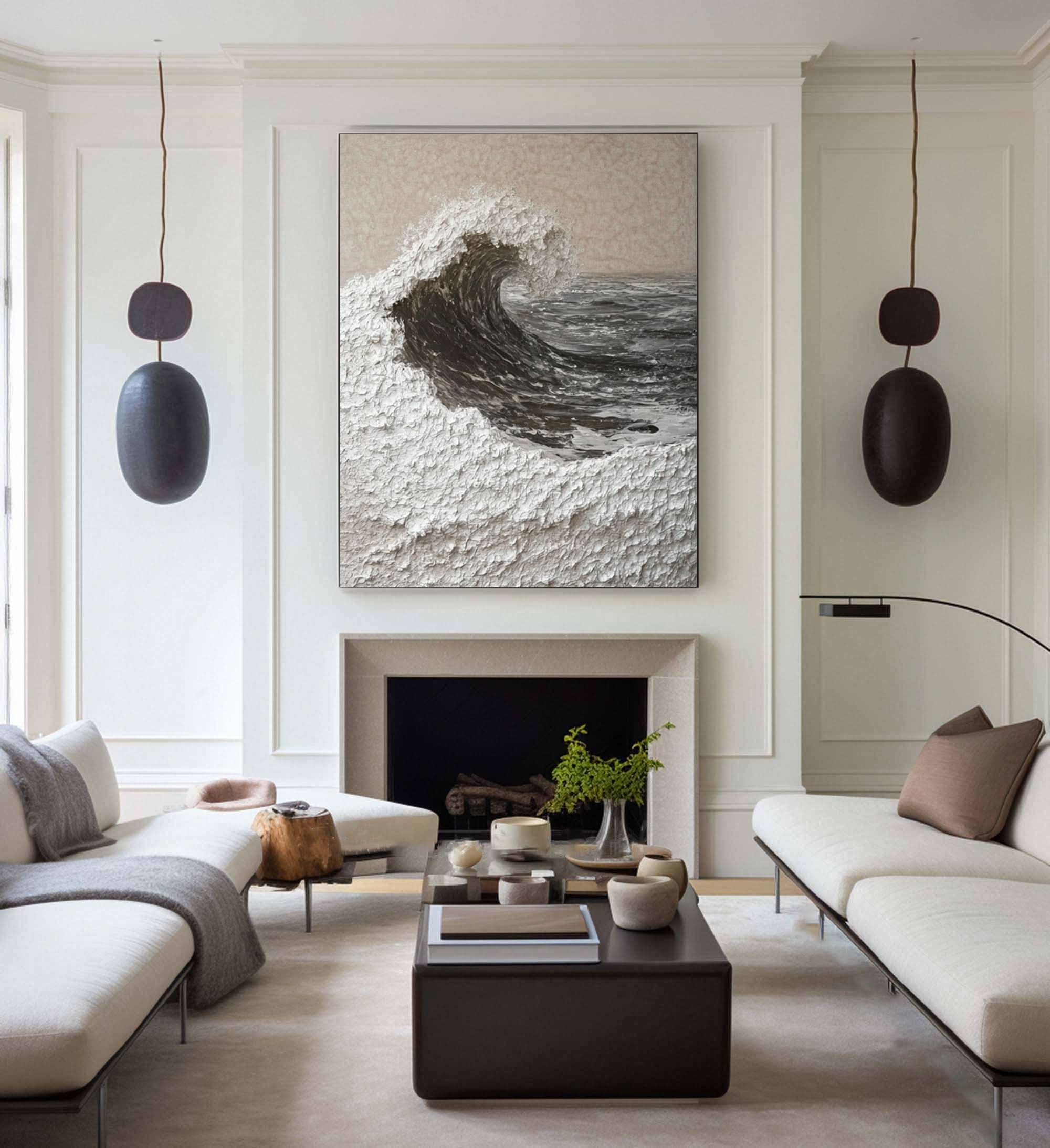 Handcrafted Ocean Wave Painting with Textured 3D Details #BBM 037
