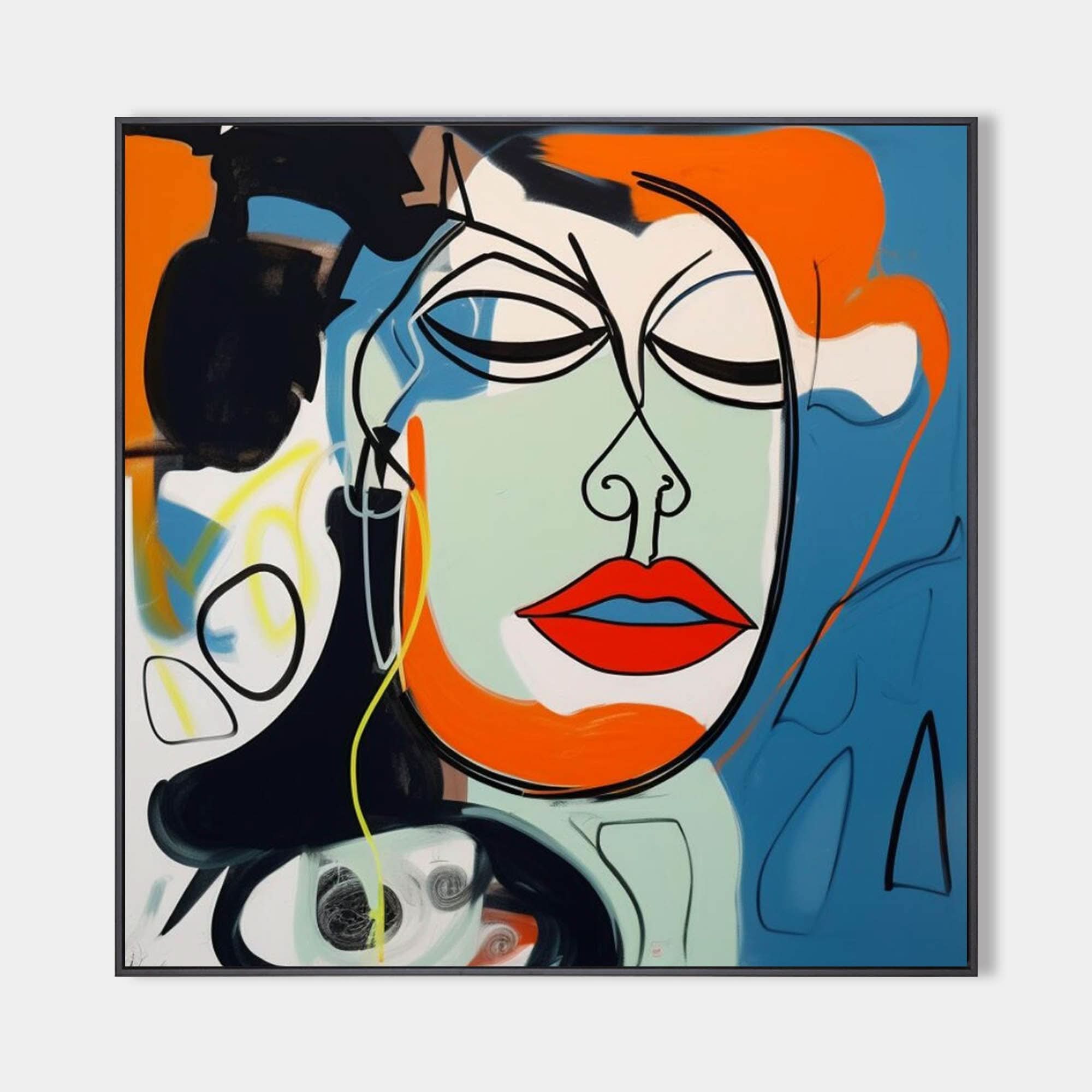 Large Abstract Woman Face Art Beautiful Woman Face Oil Painting Funny Woman Face Pop Canvas Wall Art