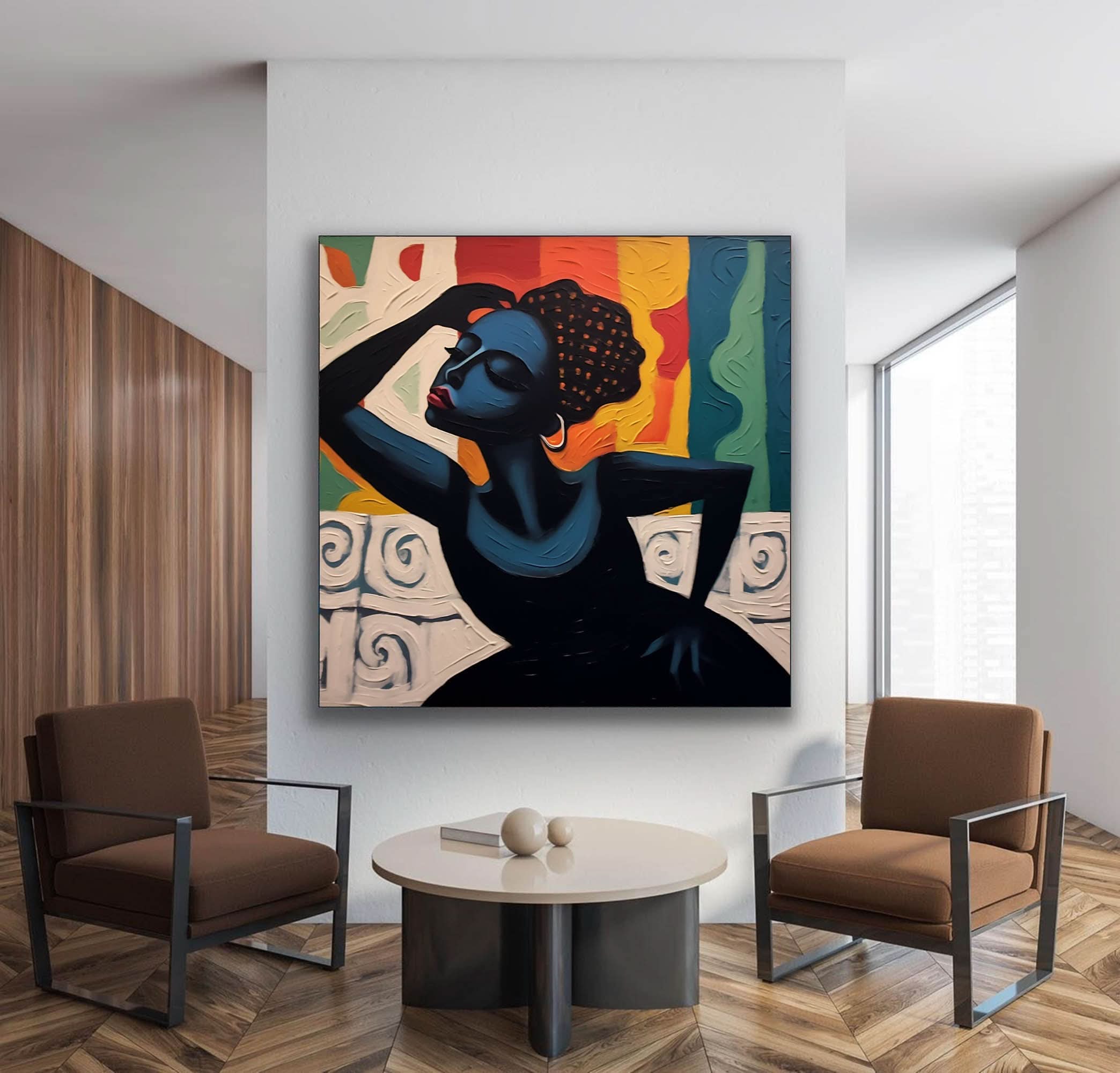 Elegant Lady Art on Canvas Colorful Woman Textured Canvas Oil Painting Bedroom Wall Art Decor