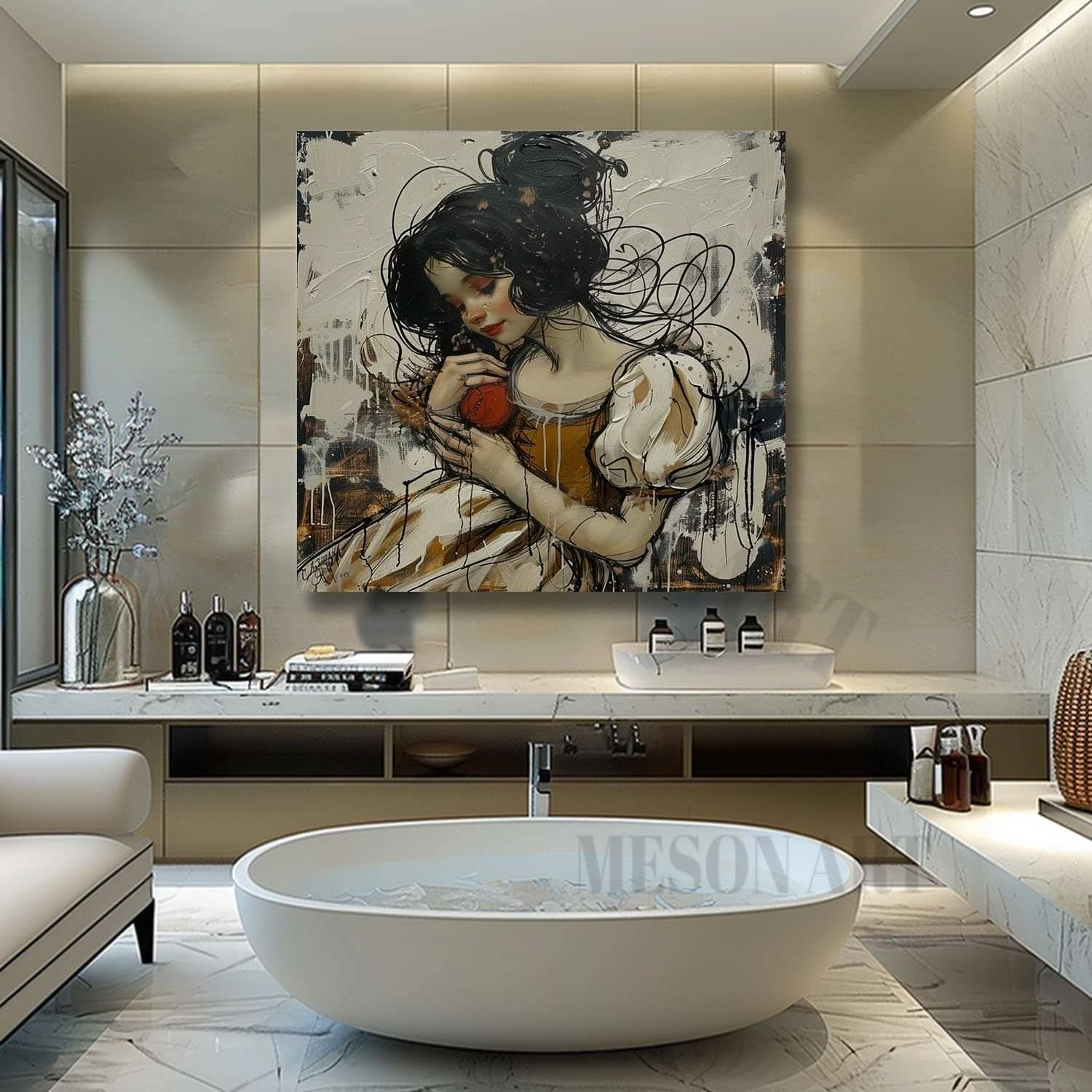 Snow White Portrait Art for Sale Snow White Canvas Wall Art Snow White Graffiti Painting