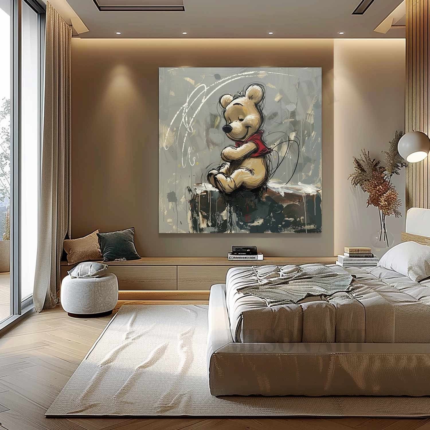 Winnie the Pooh Graffiti Street Art Graffiti Doodle Canvas Wall Art Winnie Graffiti Painting