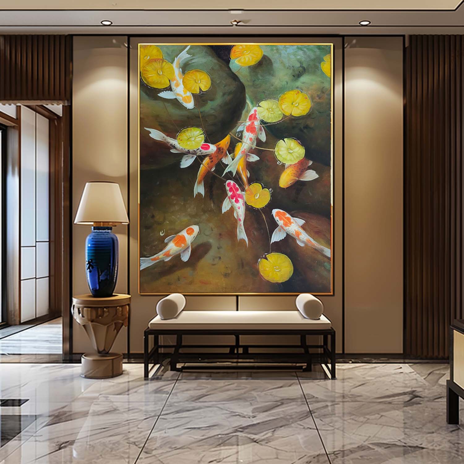 Carps Oil Painting Hyperrealistic Carp Canvas Art Realistic Carp Wall Art Koi Realistic Oil Painting