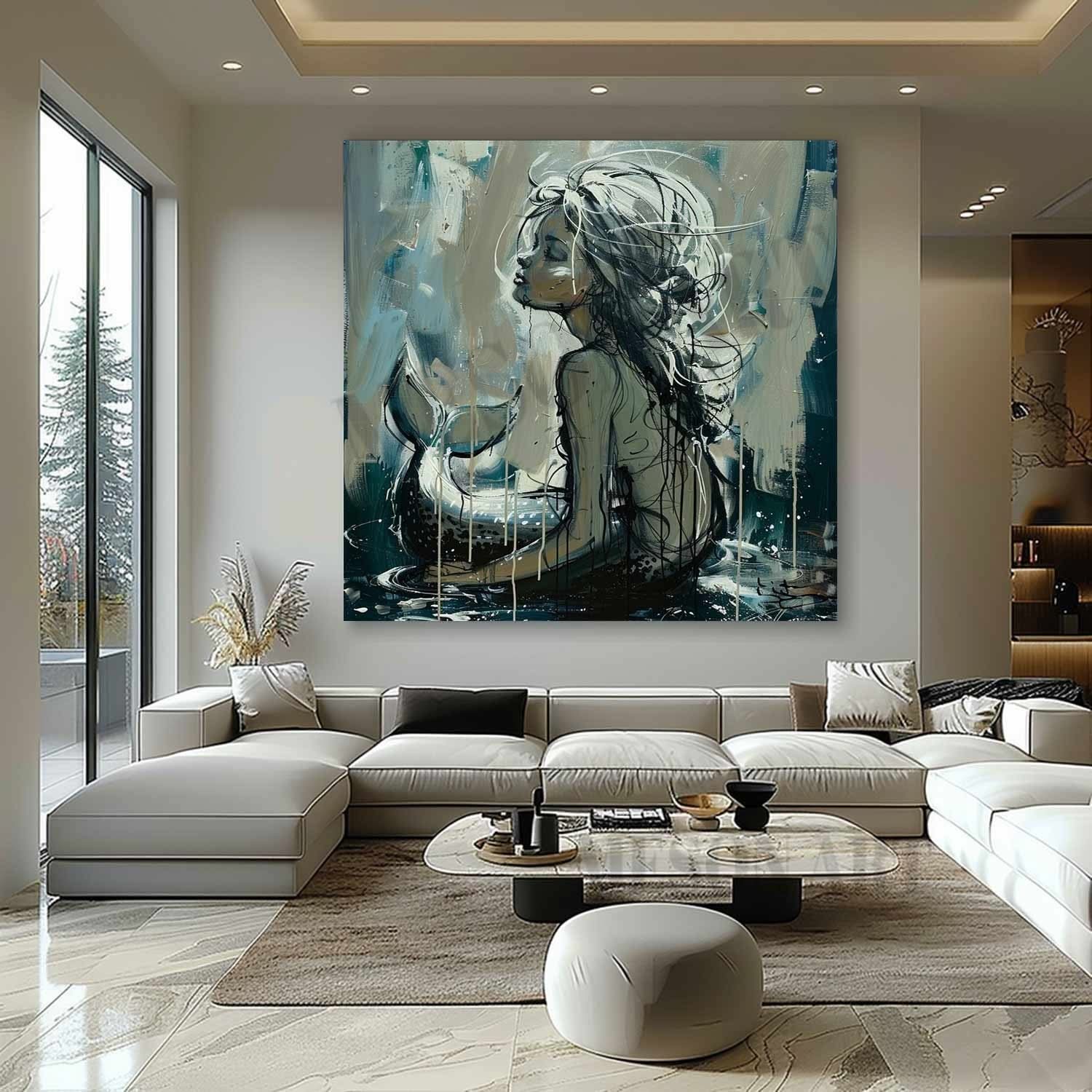 Mermaid Pop Canvas Art Mermaid Pop Wall Art Mermaid Oil Painting Mermaid Graffiti Art