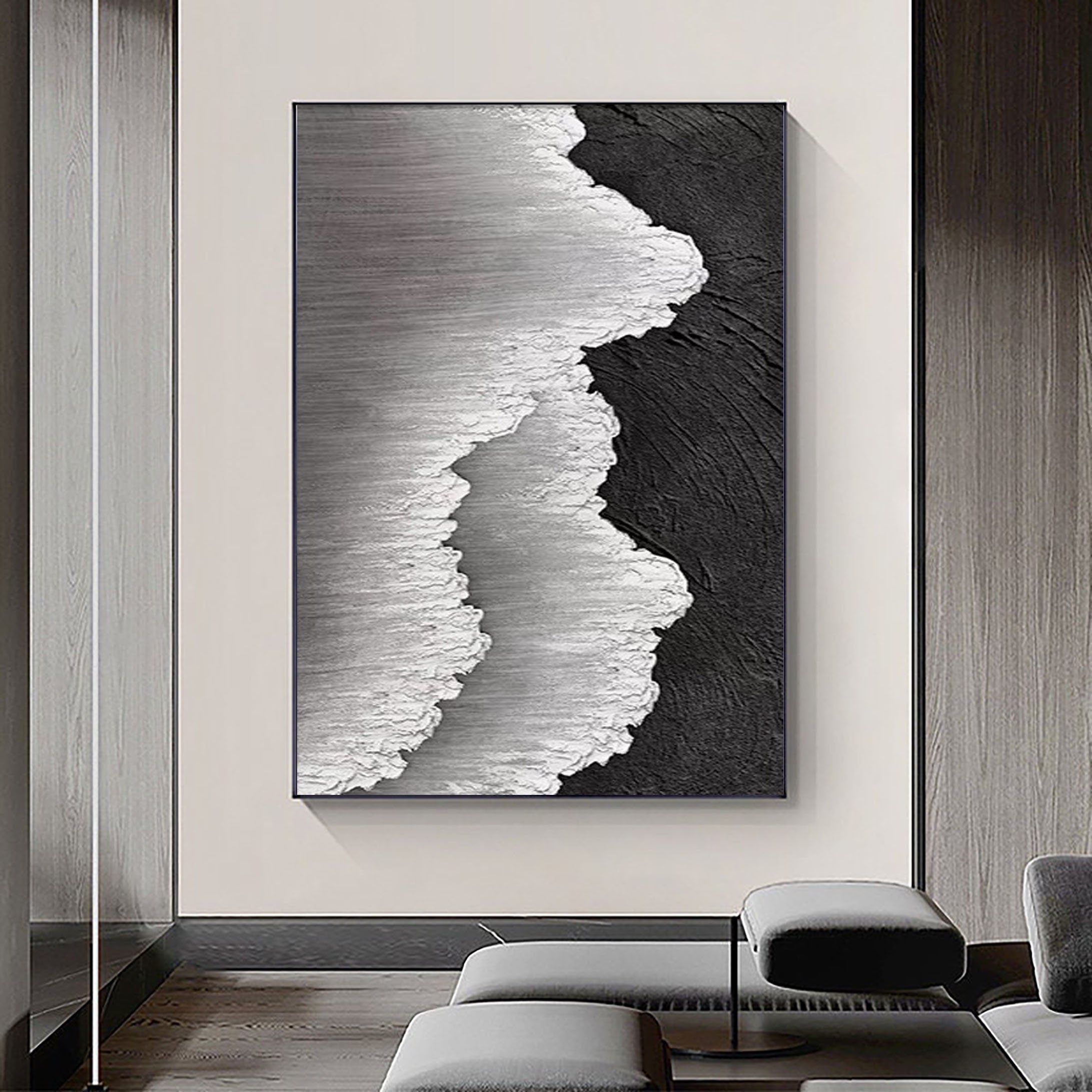 Black White Textured Minimalist Wall Art #MZ032