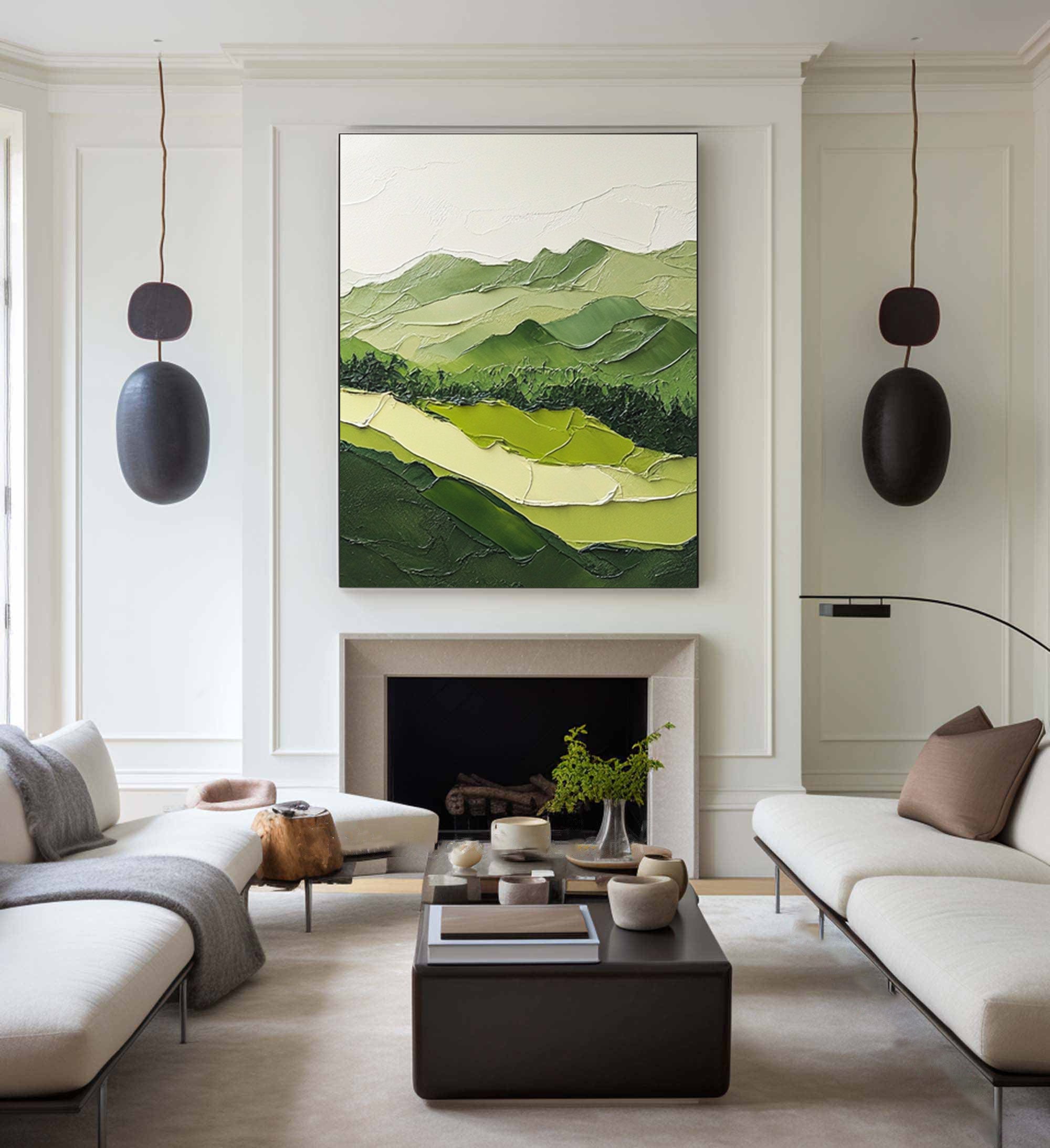 Modern Green Mountain Wall Art Nature-Inspired Decor for Contemporary Spaces #BGM 037