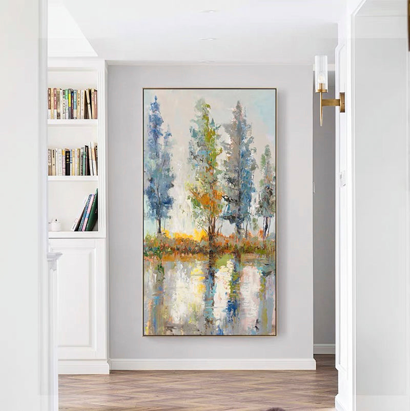 Absorbing the Sunlight-Serene Abstract Landscape Oil Painting for Modern Home Decor