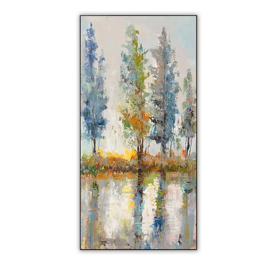 Absorbing the Sunlight-Serene Abstract Landscape Oil Painting for Modern Home Decor