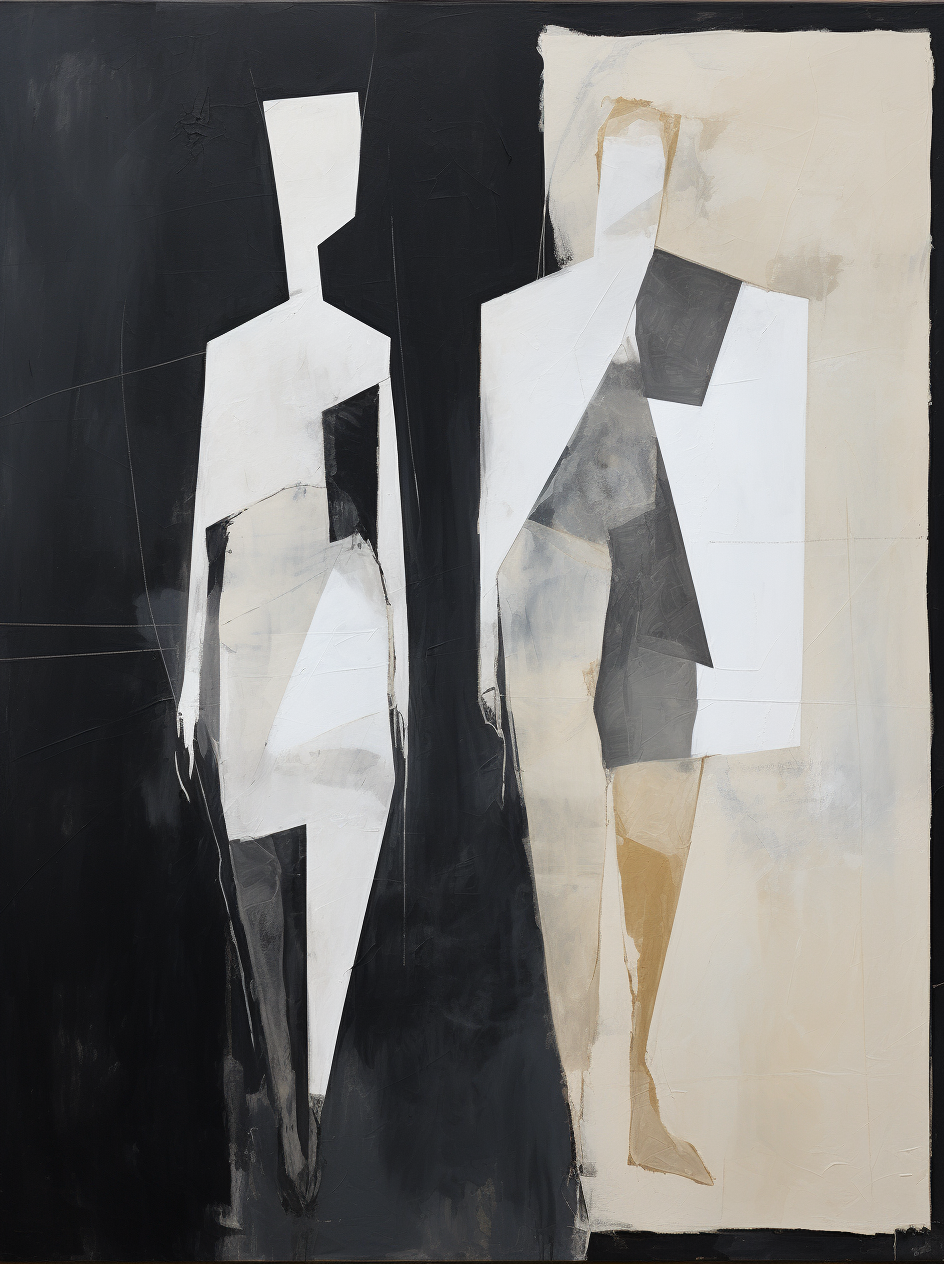 Black Abstract Art On Canvas Black And Beige Textured Wall Art Contemporary Minimalist Abstract Art Abstract Figures Abstract Wall Decor