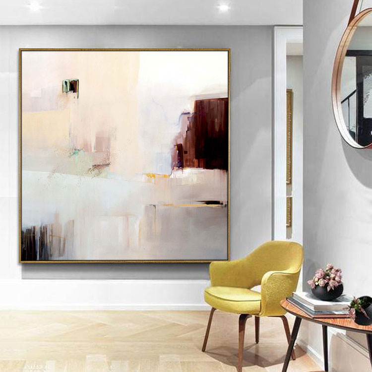 Large Abstract Painting On Canvas White Abstract Painting Beige Painting Ocean Painting | Be reluctant to leave