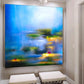 Modern Acrylic Painting Oil Hand Painting Canvas Wall Art Sky Blue Painting Green Artwork Gold Painting Modern Painting | The little blue lake