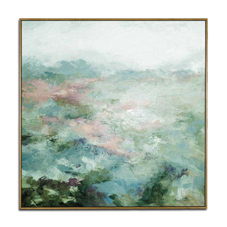 Green Spring Field Landscape Oil Painting Contemporary Canvas Wall Art