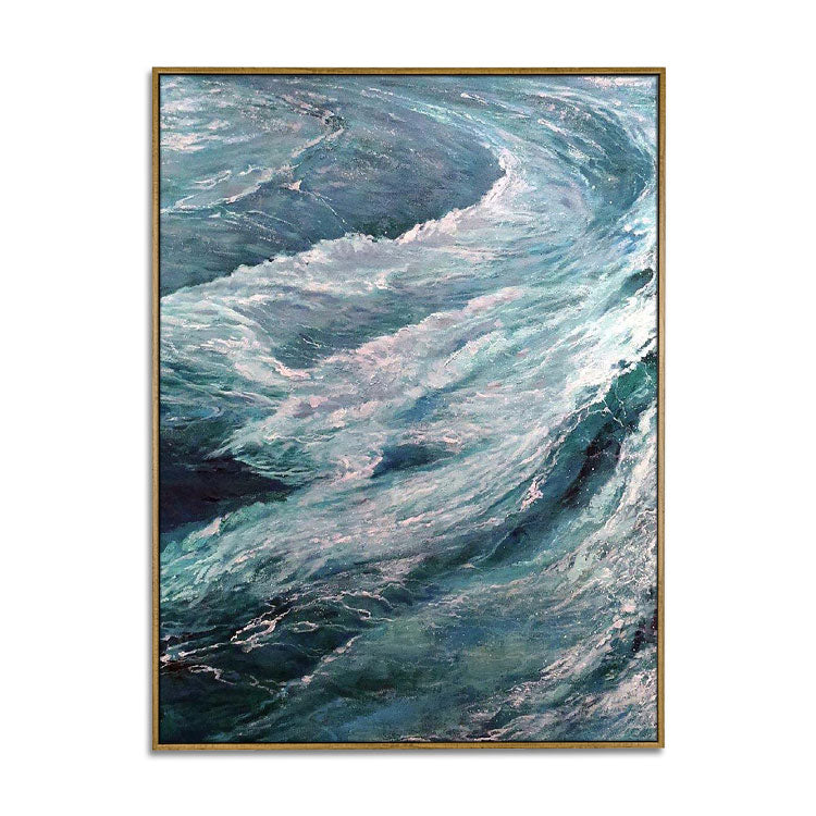 The Wind Blew The Waves - Handmade Scenery Wall Art Waves Canvas Oil Painting