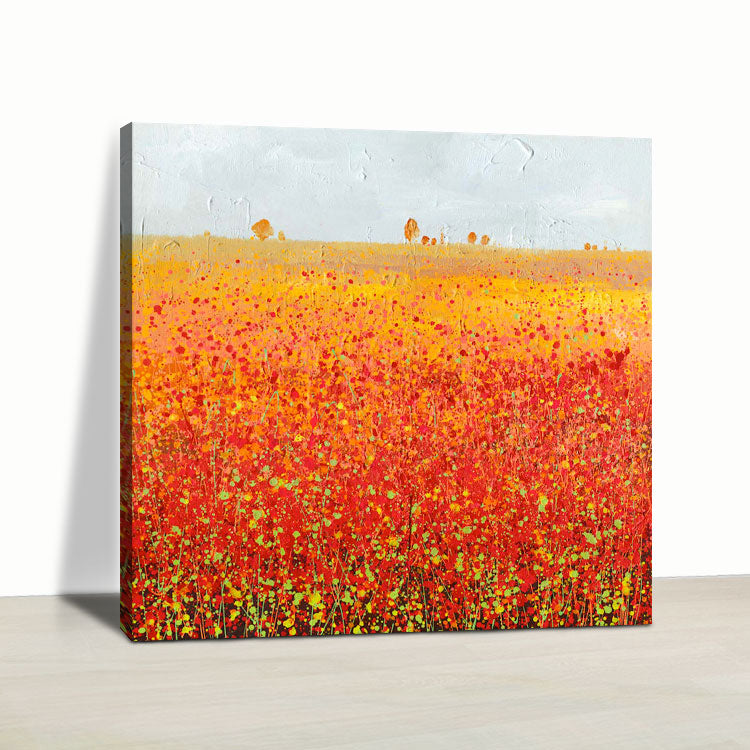 Red Painting Large Painting Canvas Hand Painting Oil Canvas Bedroom Painting Modern | Sea of flowers