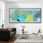 Painting art on canvas modern abstract,Abstract oil painting on canvas,Oil Painting Canvas Large Size,Living Room,Light Blue Green And Yellow Painting Artwork