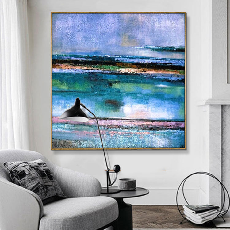 Large Modern Painting Oil Hand Painting Modern Paintings Large Blue Painting | Moonlight and the Sea