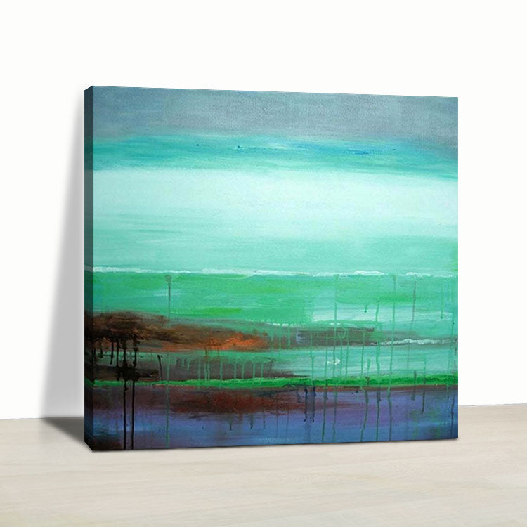 Handmade Canvas Painting Original Painting On Canvas Modern Paintings Large Oil Painting Modern Green And Blue Painting | Wetland landscape