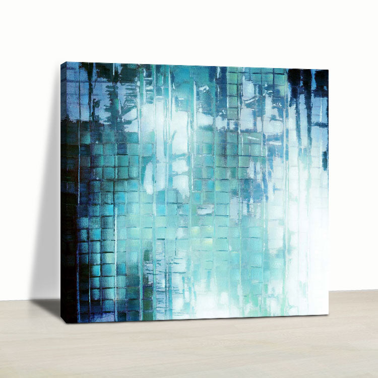 Large Size Teal Abstract Oil Painting Original Contemporary Wall Art For Living Room | Time and Space