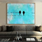 Loving Together - Hand Painted Bird Oil Painting Teal Modern Animal Wall Art