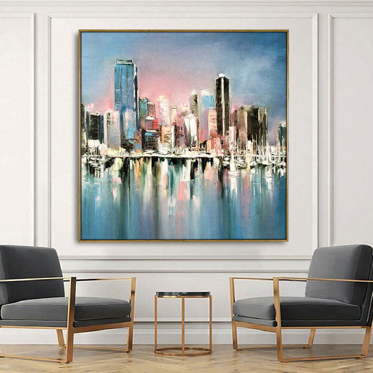 Large Modern Painting Large Canvas Art Original Oil Painting Bedroom Modern Art Paintings | The City that Never Sleeps