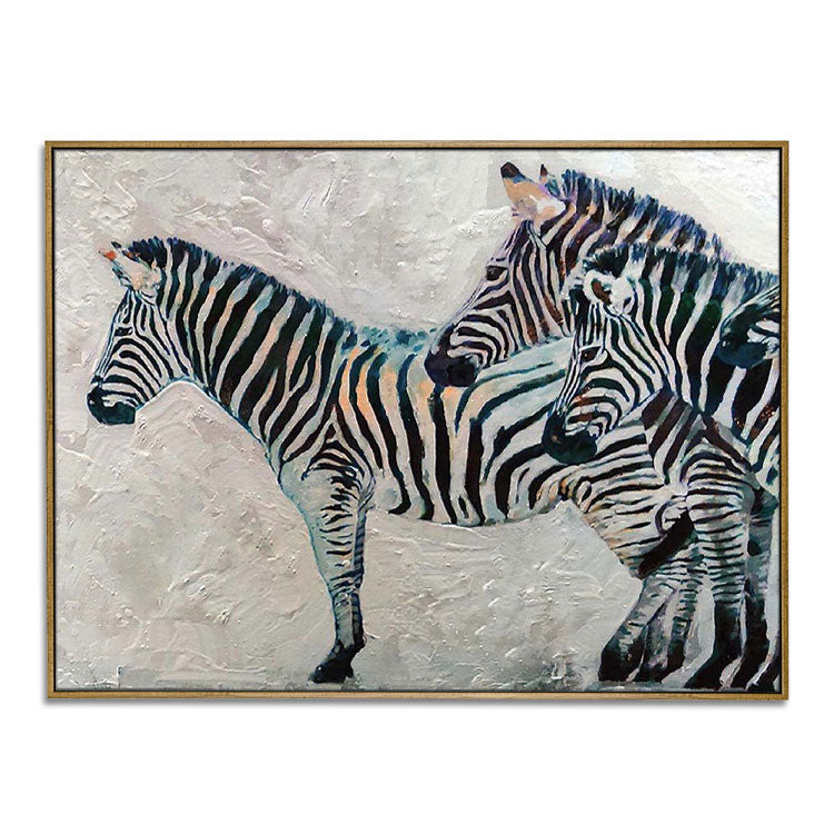 Zebra - Handmade Zebra Oil Painting on Canvas Animal Wall Art