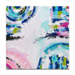 Handpainted Contemporary Acrylic Painting Blue and Pink Abstract Wall Art