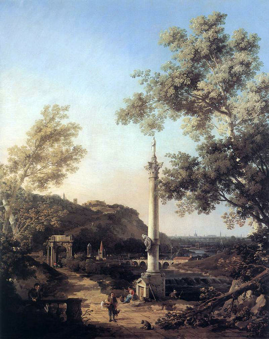 Capriccio River Landscape with a Column