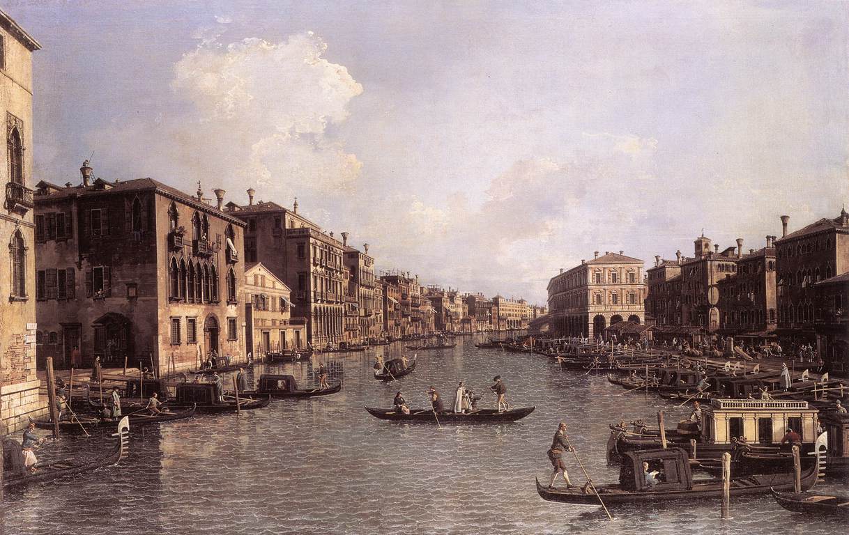 Grand Canal Looking South East from the Campo Santa Sophia to the Rialto Bridge