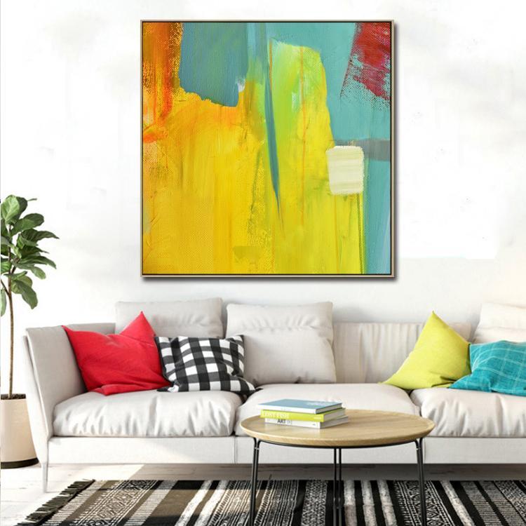Original Painting On Canvas Hand Made Art Extra Large Living Room Simple Art Yellow and Red | The Holy City
