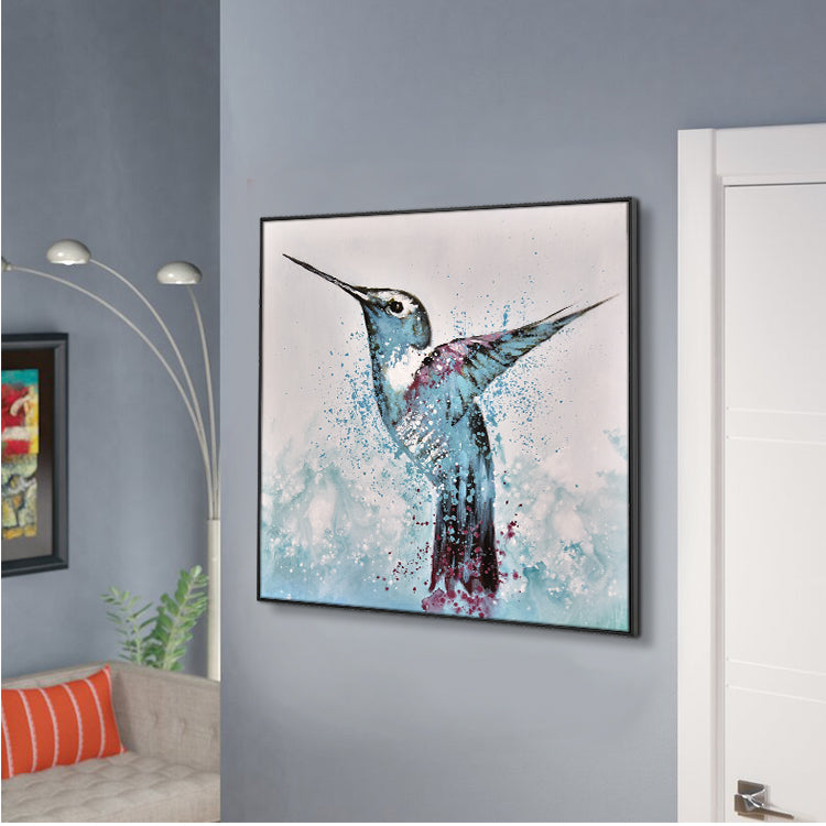 Hummingbird Abstract Oil Painting Living Room Oversized Painting Contemporary Art | Hummingbird