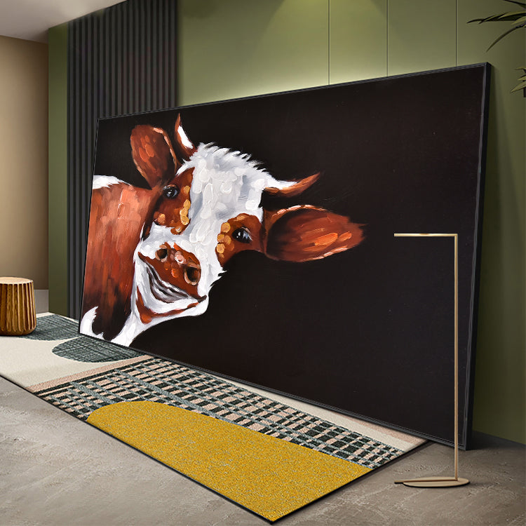 No Dead Angle Gaze - Hand Animal Canvas Wall Art Bull Painting