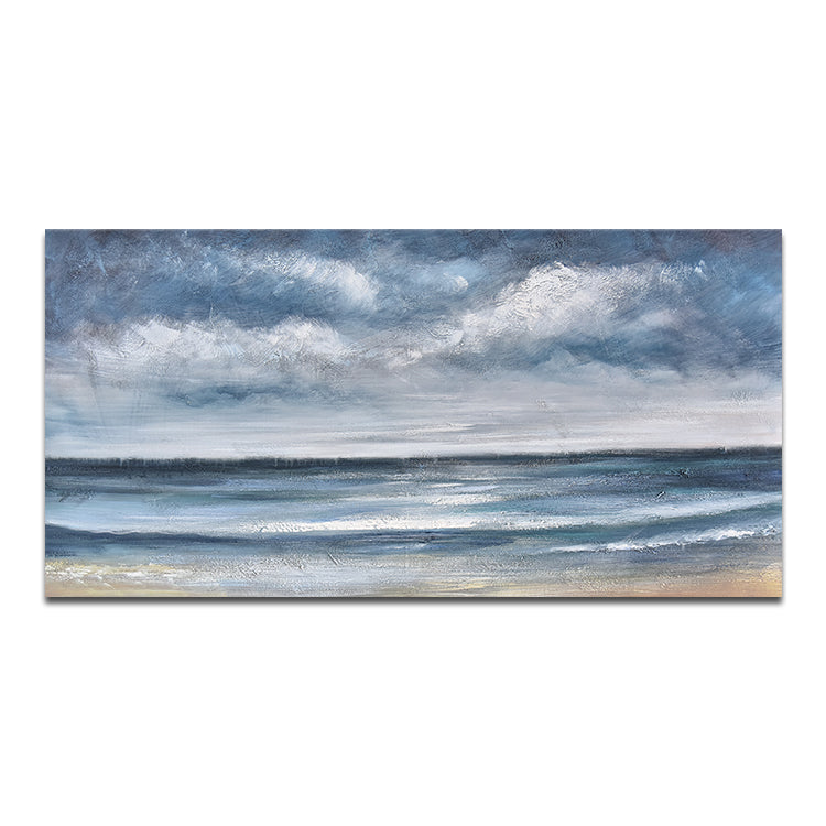 Original Painting On Canvas Oil Hand Painting Living Room Abstract Canvas Wall Art Blue Painting | Sea level#2