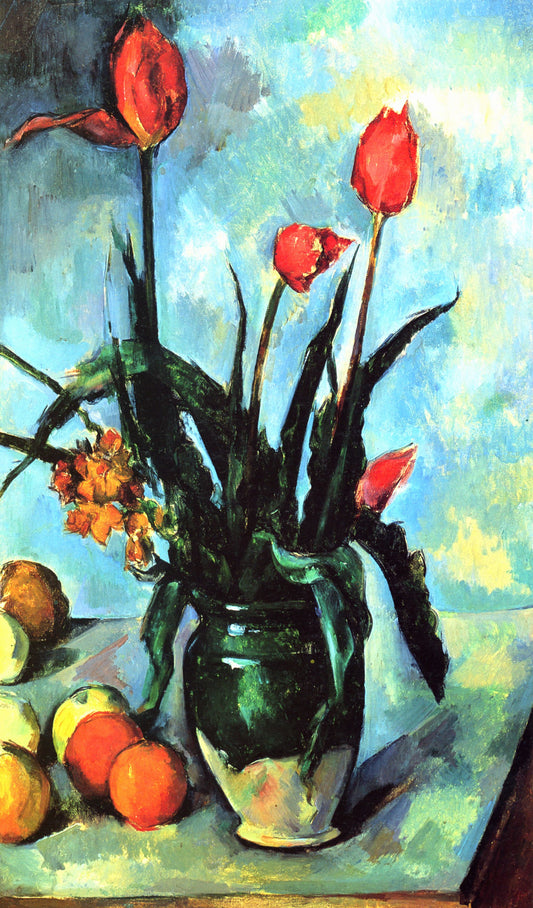 Still life vase with tulips